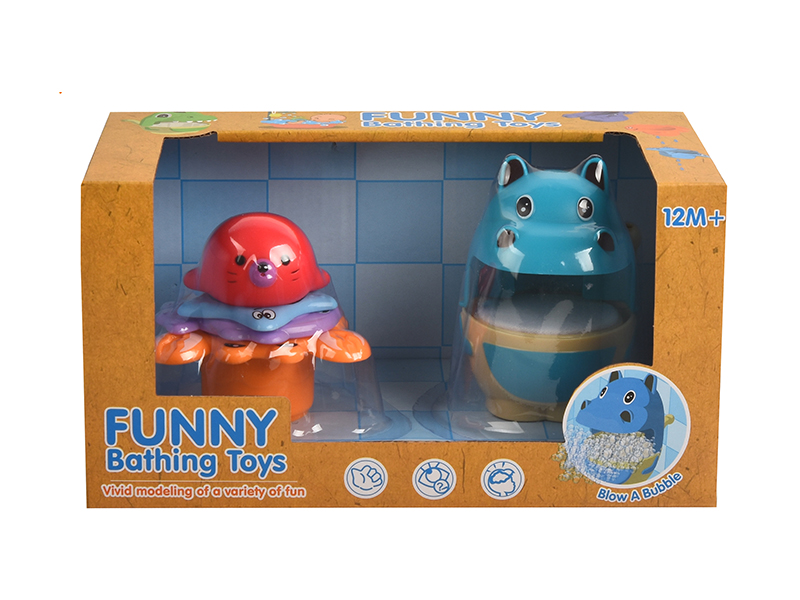 Bathing Toys Hippo Bubble Machine + Sea Lion  Jenga Cup