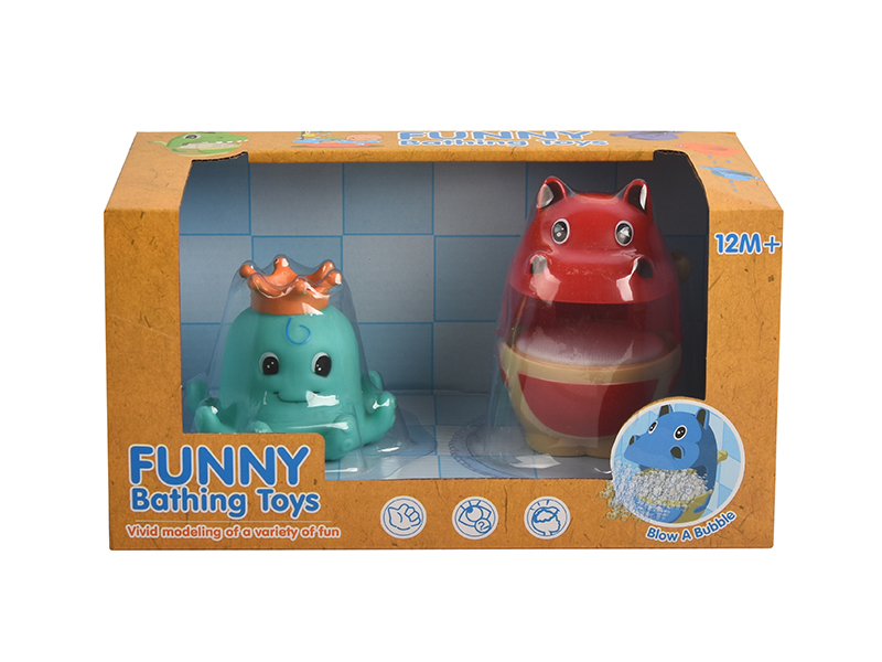 Bathing Toys Hippo Bubble Machine + Green Octopus