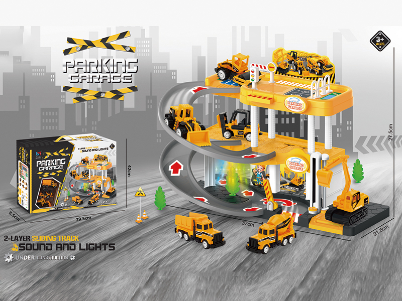 Alloy Engineering Truck 3-Layer Parcking Lot With Light And Music