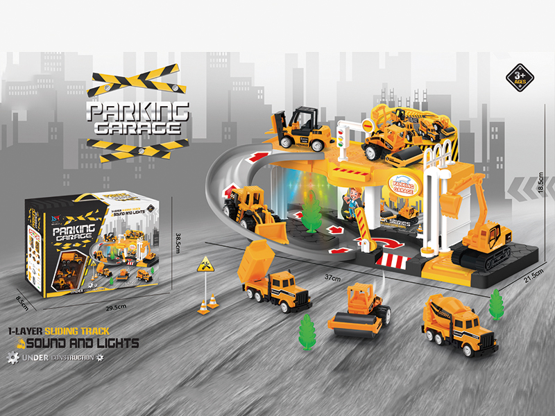 Alloy Engineering Truck 2-Layer Parcking Lot With Light And Music