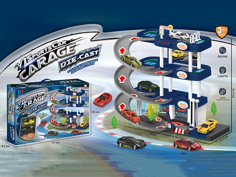 Alloy Sports Car 4-Layer Parcking Lot With Light And Music