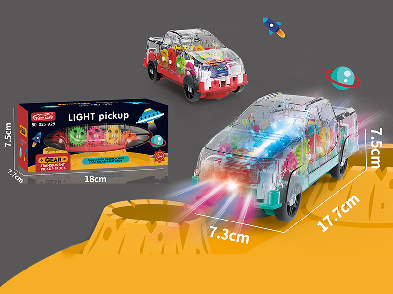 B/O Bump And Go Transparent Gear Pickup Truck With Light