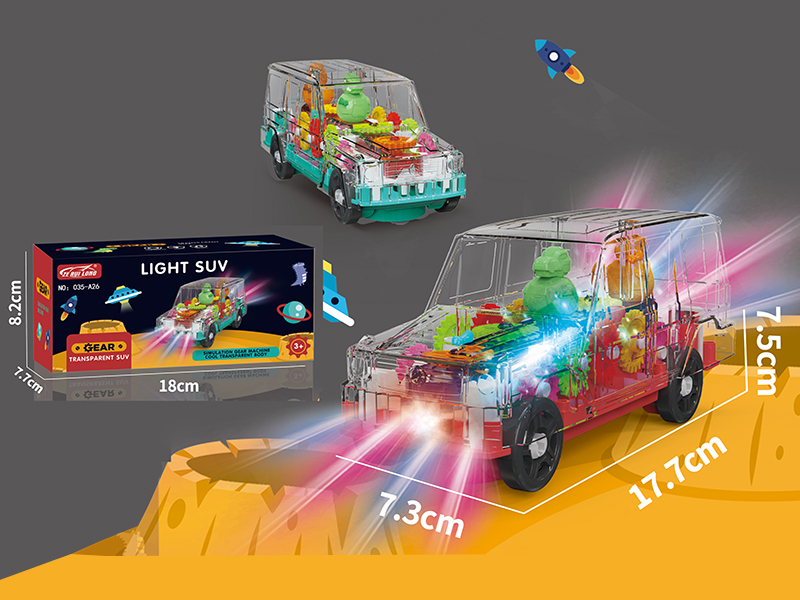 B/O Bump And Go Dinosaur Transparent Gear Cross Country Car With Light