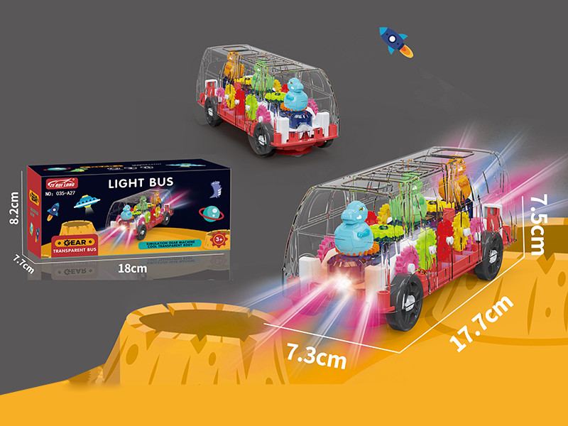B/O Bump And Go Dinosaur Transparent Gear Bus With Light