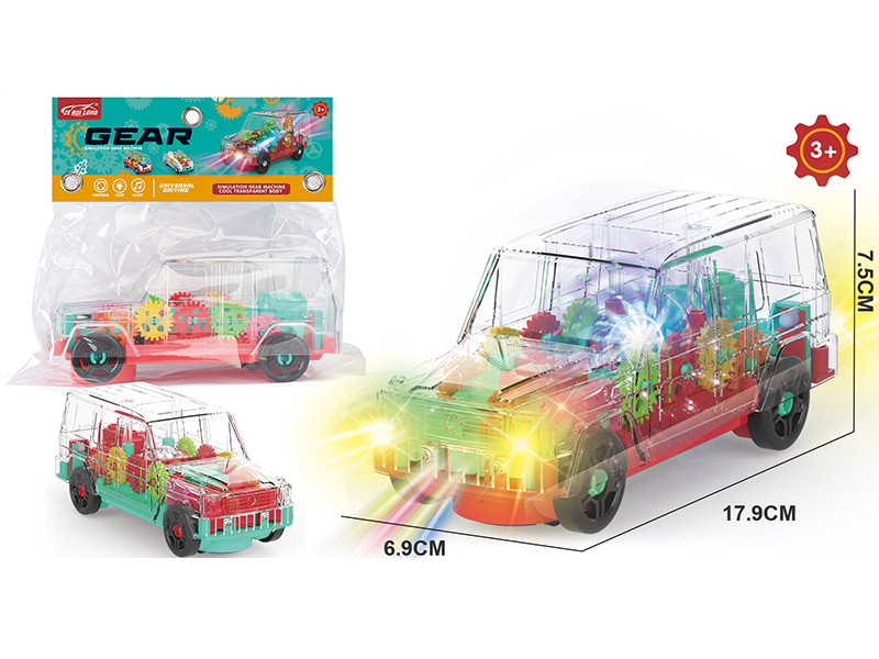 B/O Bump And Go Transparent Gear Cross Country Car With Light And Music