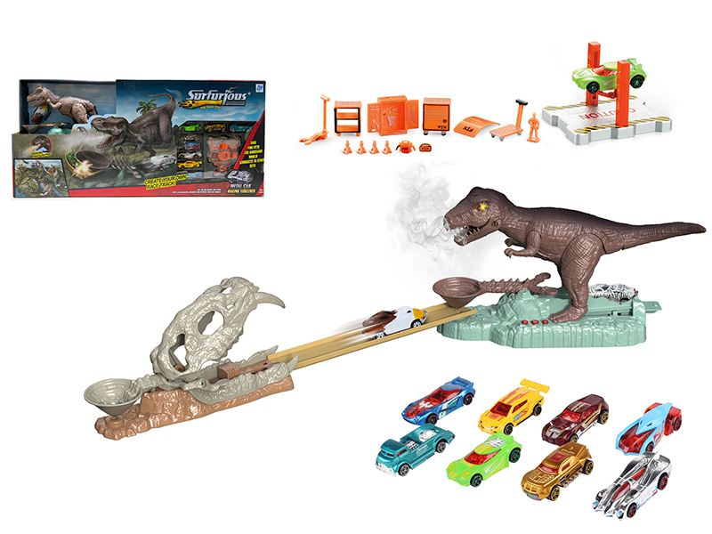 Tyrannosaurus Rex Ejection Rail Car With Spray, Light, Dinosaur IC(With 1 Alloy Car)