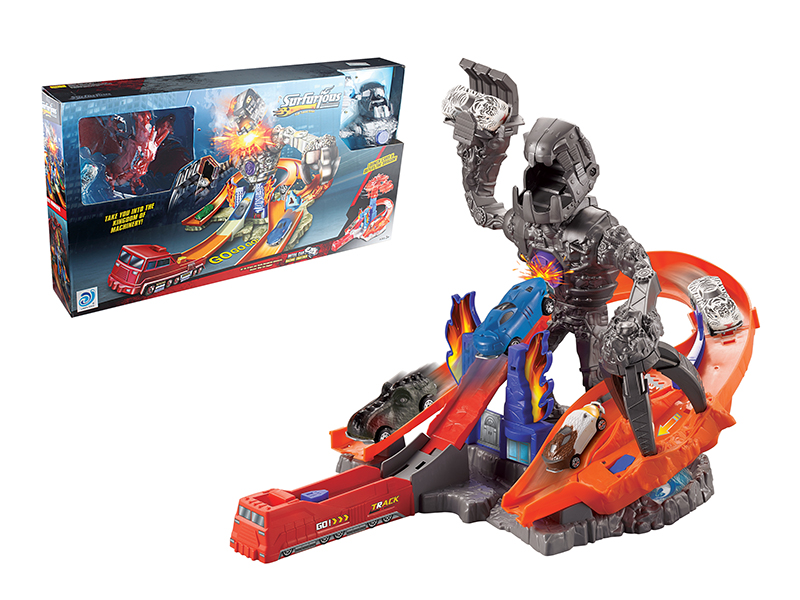 Deformation Robot 2 In 1 Dinosaur Rail Car(With 2 Alloy Cars)