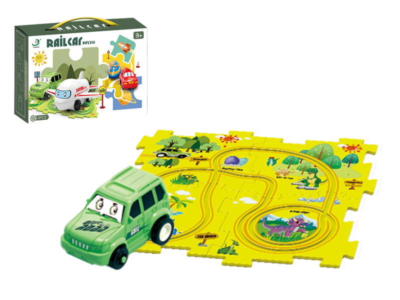 5Pcs Dinosaur Paradise Puzzle Rail Car