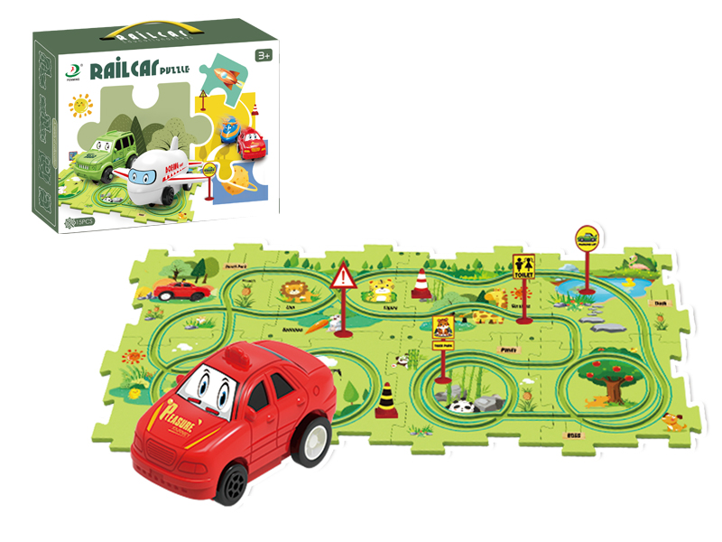 15Pcs Forest Park Puzzle Rail Car