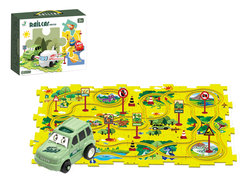 25Pcs Dinosaur Paradise Puzzle Rail Car