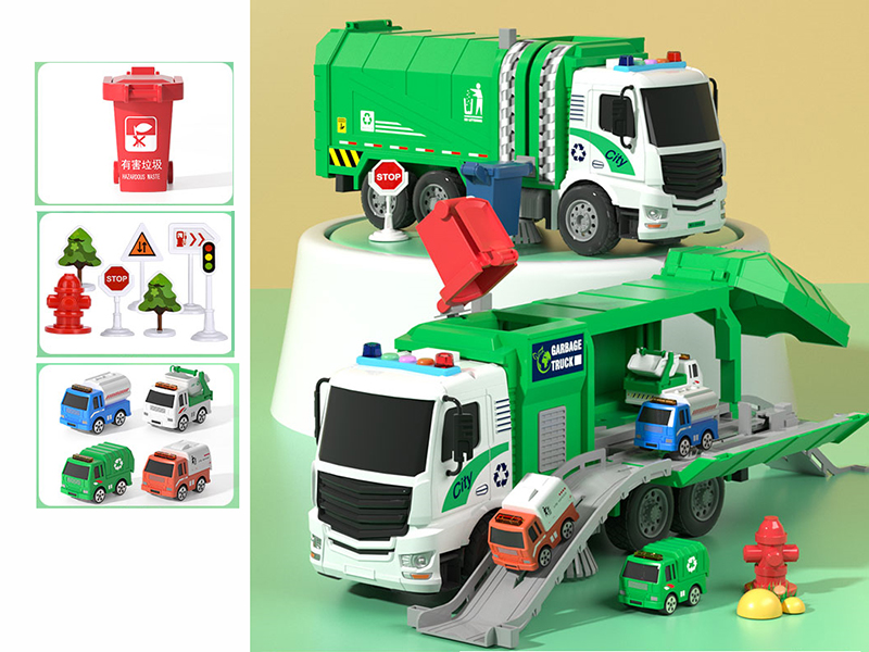 Storage Deformation Garbage Truck (4 Garbage Cans)