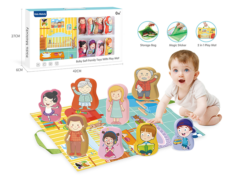 Baby Soft Family Toys With Play Mat(8 Cloth People + 1 Play Mat)