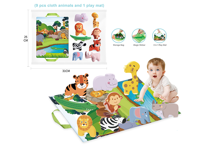Funny Cloth Animals 10pcs + 1 Play Mat