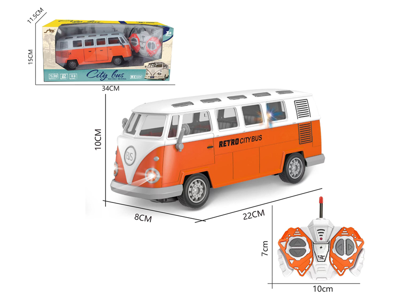 1:30 R/C 4Ch Retro School Bus With Lights -Orange