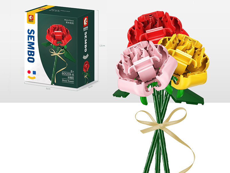Flower Building Blocks - Rose Flower(Red,Yellow,Pink)
