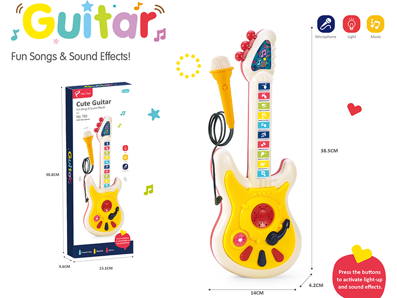 Guitar With Light And Music + Microphone