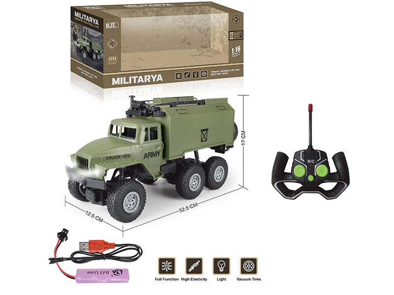 1:16 4-Channel Remote Control Six-Wheel Military Command Vehicle With Light