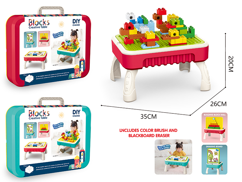Building Blocks Drawing Table(Lncludes Color Brushes And Blackbard Eraser)Include 50pcs Blocks
