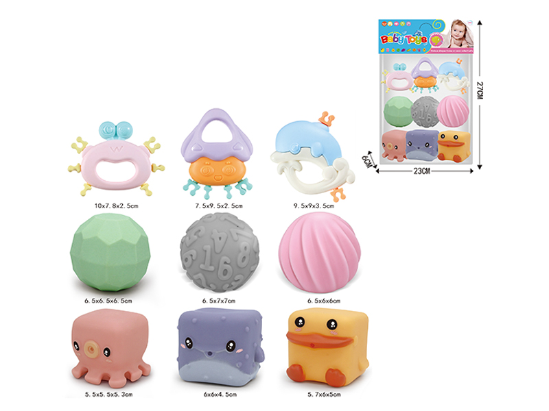 Soft Rubber Toys 9Pcs