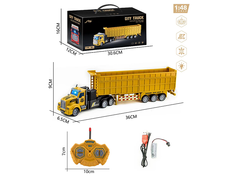 1：48 4Ch R/C Long Head Light Dump Engineering Trailer