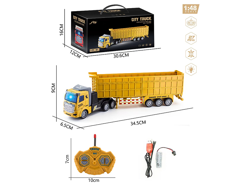 1：48 4Ch R/C Flat Head Light Dump Engineering Trailer