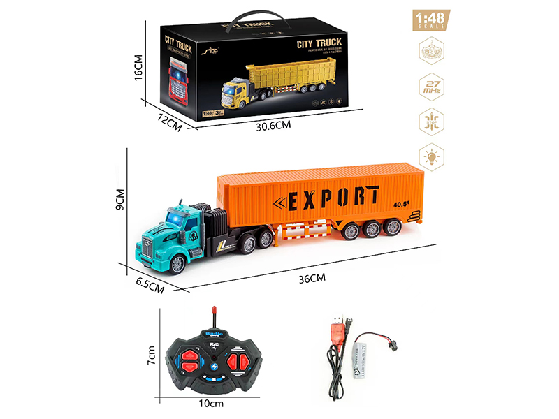 1：48 4Ch R/C Long Head Light Container Trailer