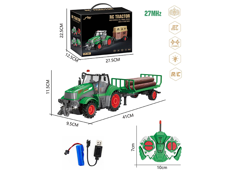 1:24 4Ch R/C Wood Transport Vehicle Of Farmer'S Car Series With Lights