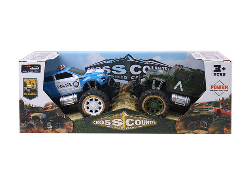 2Pcs Friction Land Rover Police Vehicle Hummer Military Vehicle