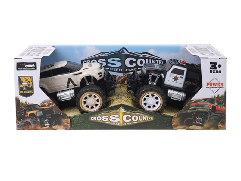 2Pcs Friction Hummer Police Vehicle Land Rover Military Vehicle