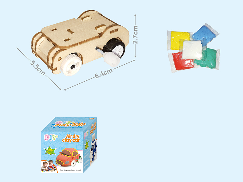 Wooden Puzzle Air Dry Clay Car