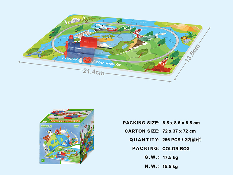 DIY Puzzle Travel Around The World Rail Car