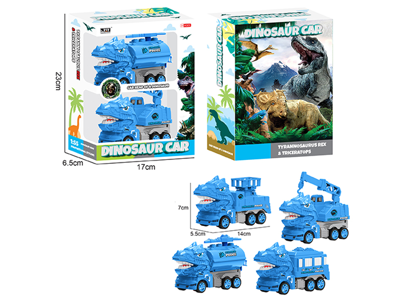 2Pcs Simulated Police Tyrannosaurus Rex Friction Car