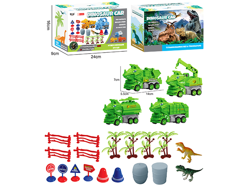 2Pcs Simulated Sanitation Triangle Dragon Friction Car Suit