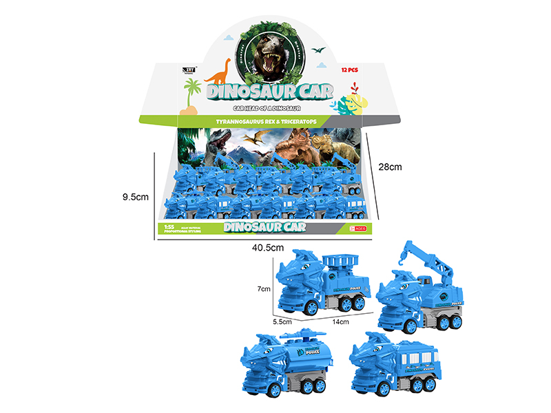 12Pcs Simulated Police Triangle Dragon Friction Car