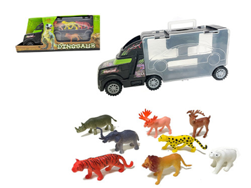 28cm Slide Container Car With 4 Animals