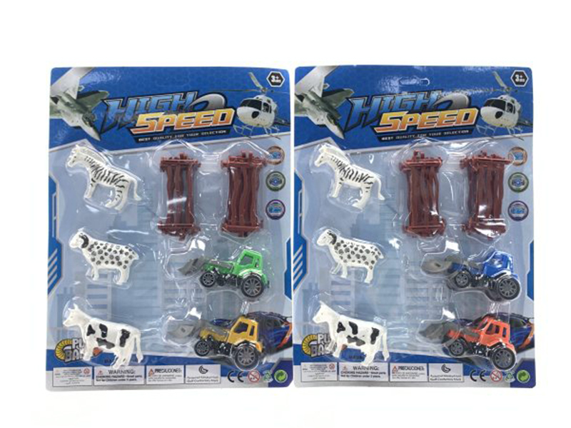 Pull Back Farm Tractor  With Animal