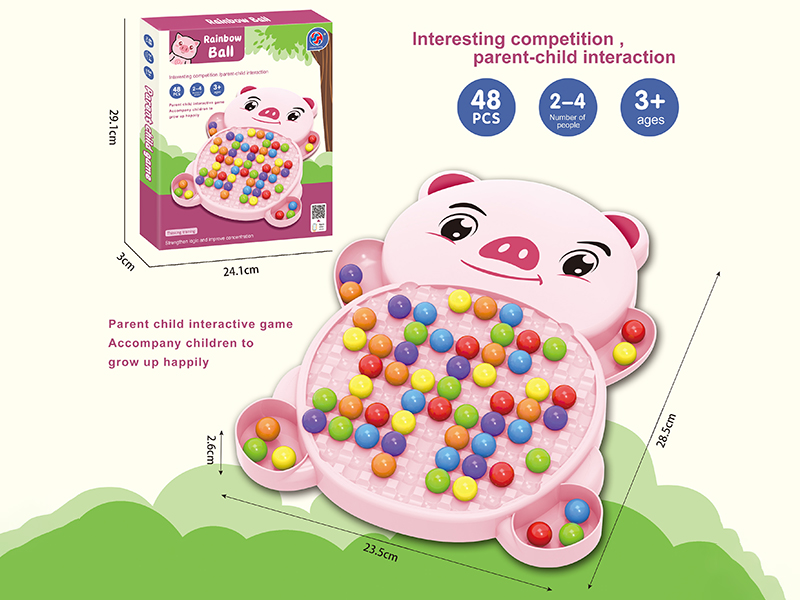 Pig Modeling Rainbow Ball Matching Game