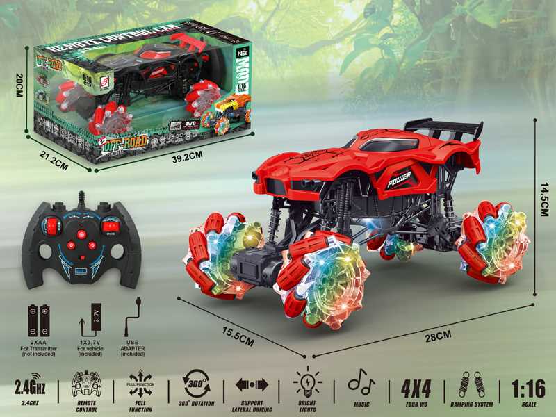 2.4G R/C Spider Bigfoot Monster Side Drive With Lights And Music