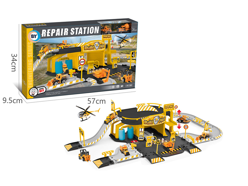 Alloy Engineering Parking Lot Repair Shop Set (With 2 Alloy Cars)