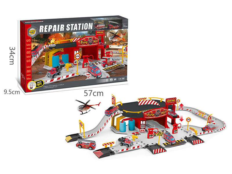 Alloy Fire Parking Garage Repair Kit (With 2 Alloy Cars)