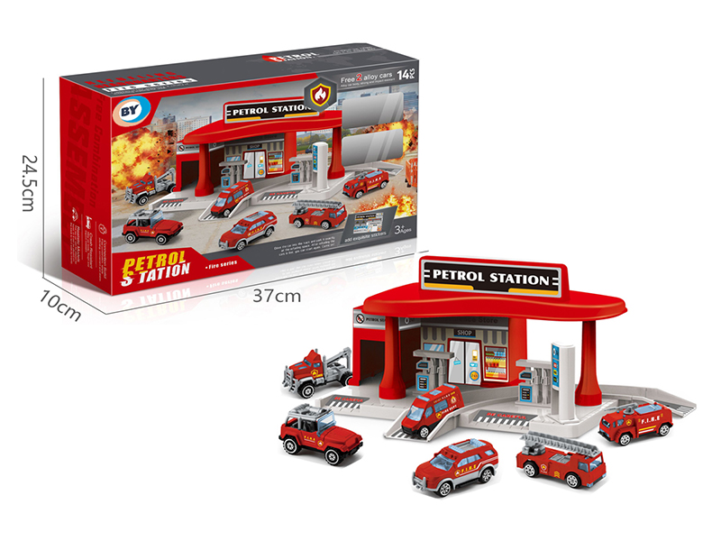 Parking Lot Of Urban Alloy Fire Control Gas Station (Equipped With 2 Alloy Cars)