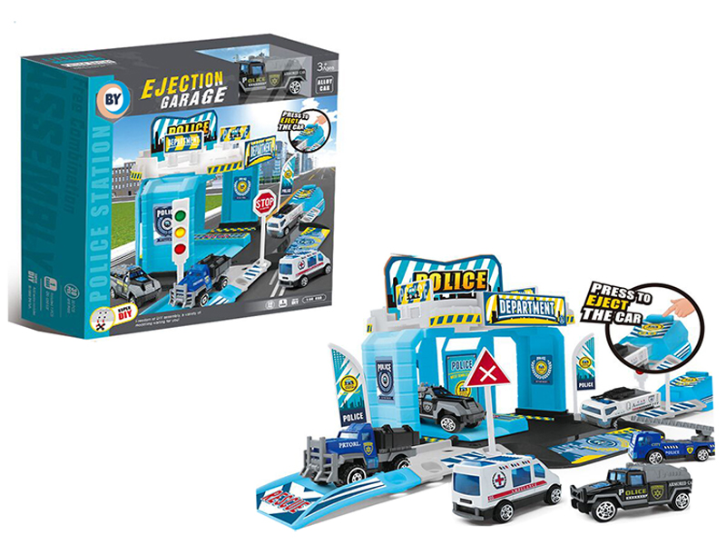 Ejection Police Alloy Parking Lot Set (With 1 Alloy Car)