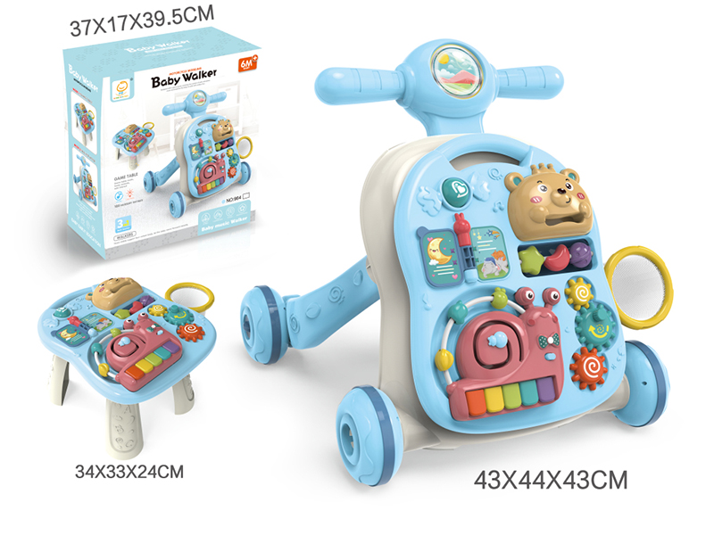 Light Blue Baby Walker 3 In 1