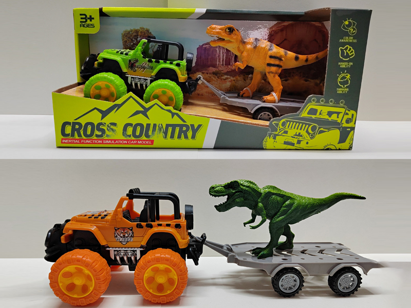 Friction Jeep Cartoon Car Dragging Dinosaurs