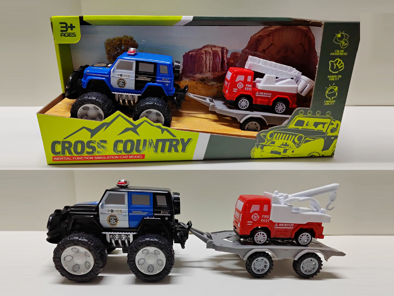 Friction Benz Police Car Towing Fire Truck