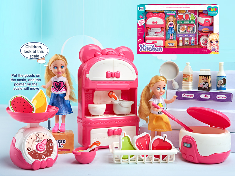 Stove + Electric Rice Cooker + Scale + Doll