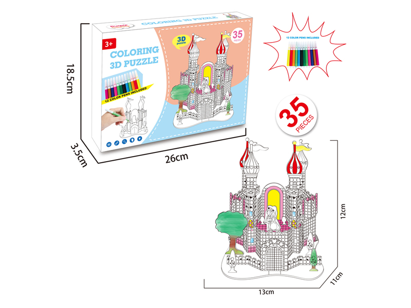 35Pcs 3D Three-Dimensional Castle Puzzle Color Painting
