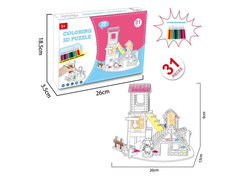 31Pcs 3D Three-Dimensional Paradise Puzzle Color Painting