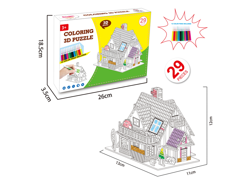 29Pcs 3D Three-Dimensional Villa Puzzle Color Painting