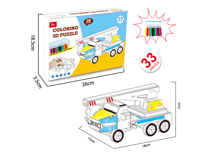 33Pcs 3D Three-Dimensional Crane Puzzle Color Painting